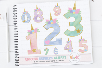 Unicorn Numbers Clipart Set | Unicorn Graphics