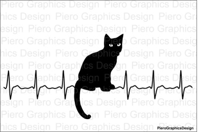 Cardio Cat SVG files for Silhouette Cameo and Cricut.
