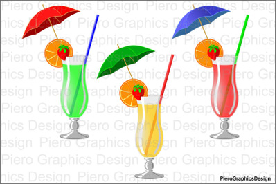 Cocktail green yellow red clipart JPG files and PNG files.