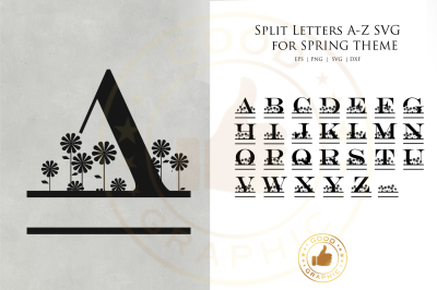 Split Letters A-Z SVG for spring theme
