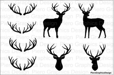 Deer&2C; deer head&2C; antlers SVG files for Silhouette Cameo and Cricut.