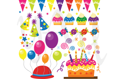 Retro Birthday Party Clip Art