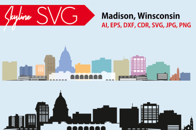 Madison city SVG, City of Madison Vector Skyline Wisconsin silhouette