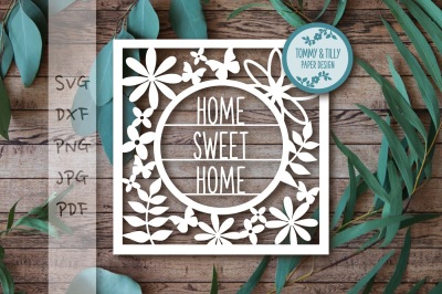 Home Sweet Home Round Frame SVG DXF PNG PDF JPG