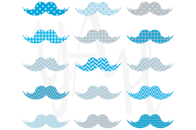 Cute Blue Mustaches Pattern
