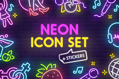 Neon icon - theme Night club & Disco
