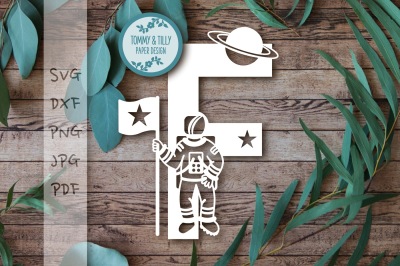 F Astronaut Letter SVG DXF PNG PDF JPG