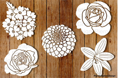 Flowers SVG files for Silhouette Cameo and Cricut.
