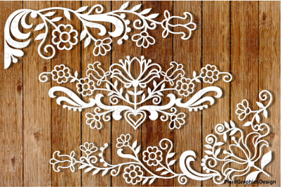 Friezes floral SVG files for Silhouette Cameo and Cricut.