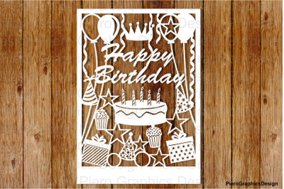 Happy Birthday card SVG files for Silhouette Cameo and Cricut.