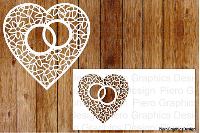 Heart with wedding rings SVG files for Silhouette Cameo and Cricut.