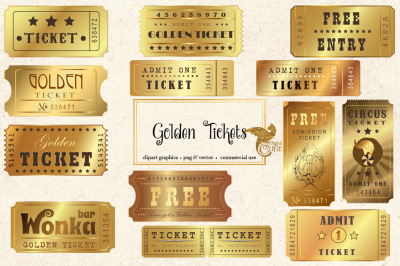 Golden Tickets Vector Clipart