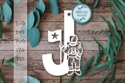 J Astronaut Letter SVG DXF PNG PDF JPG