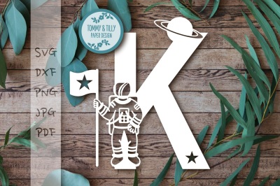 K Astronaut Letter SVG DXF PNG PDF JPG