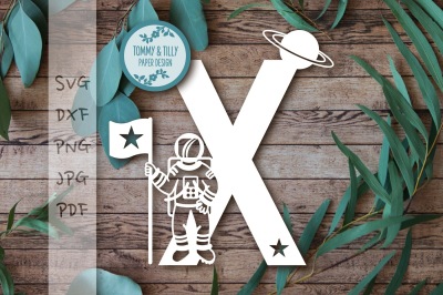 X Astronaut Letter SVG DXF PNG PDF JPG