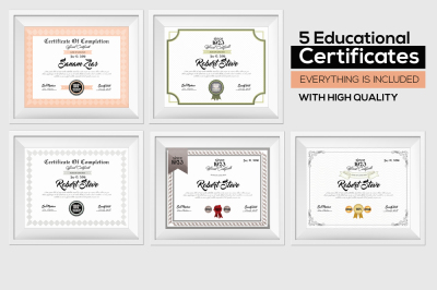 5 Educational Certificated & Diplomas Bundle 