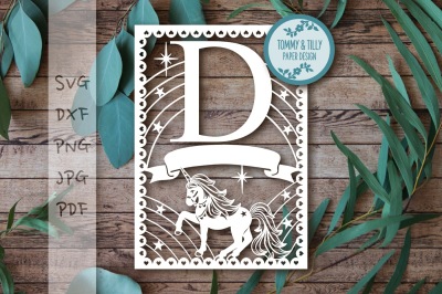 D Unicorn Letter SVG DXF PNG PDF JPG