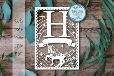 H Unicorn Letter SVG DXF PNG PDF JPG