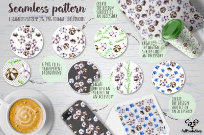 Cottons Watercolor Seamless patterns