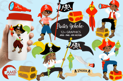 Pirate boys, African American pirates clipart, graphics, AMB-174