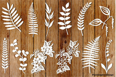 Leaves and flowers SVG files for Silhouette Cameo and Cricut.