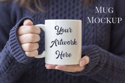Mug mockup -woman holding mug