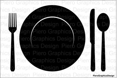 Plate Fork Knife and Spoon SVG files for Silhouette Cameo and Cricut