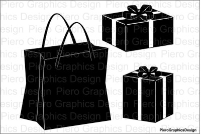 Shopping bag SVG and Present SVG files for Silhouette Cameo and Cricut