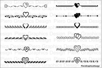 Dividers Valentine&#039;s day, wedding and love SVG files