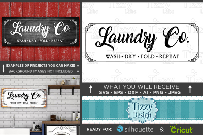 Laundry Co SVG Sign - Laundry Company SVG - Wash Dry Fold Repeat 604