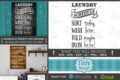 Laundry Wash Dry Fold Sign - Laundry Schedule Sign SVG File 607