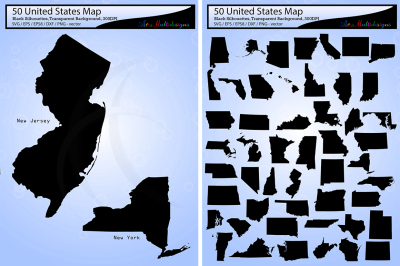 united states map vector 50 / Usa map silhouette / SVG / EPS / PNG
