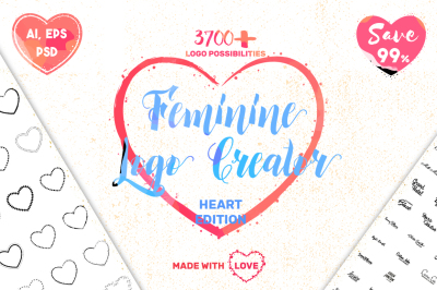 Feminine Logo Creator Kit - Hearts
