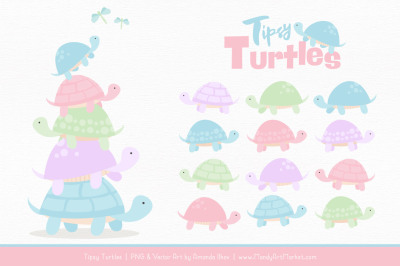Sweet Stacks Tipsy Turtles Stack Clipart in Pastel