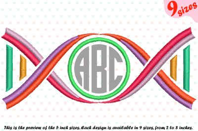 Circle DNA Structure Science Designs for Embroidery 193b