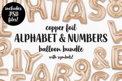 Copper Foil Alphabet &amp; Numbers Balloon Bundle