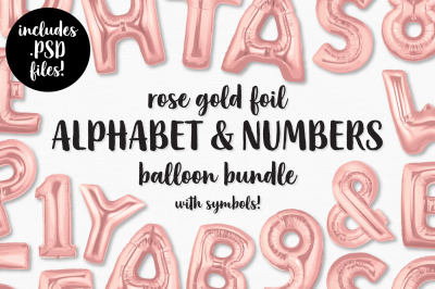 Rose Gold Foil Alphabet &amp; Numbers Balloon Bundle