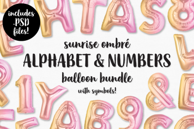 Sunrise Ombre Foil Balloon Alphabet, Numbers &amp; Symbols Bundle
