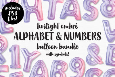 Twilight Ombre Foil Balloon Alphabet, Numbers &amp; Symbols Bundle
