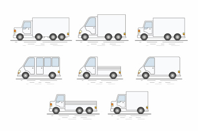 Commercial van icons set