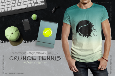 Grunge tennis/Hand drawn/balls