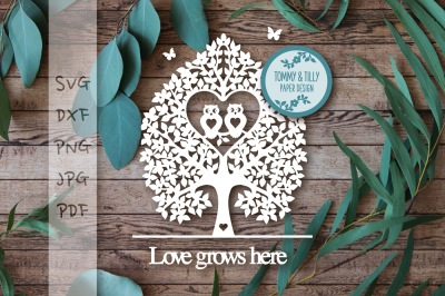 Love Owl Tree - SVG DXF PNG PDF JPG