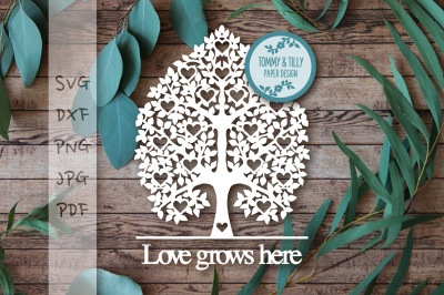 Plain Family Tree with Hearts - SVG DXF PNG PDF JPG