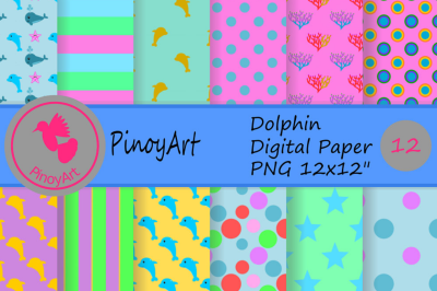 dolphin digital paper,dolphin scrapbook paper,dolphin paper,digital