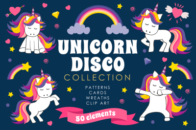 Unicorn Disco Collection - Clip Art Bundle