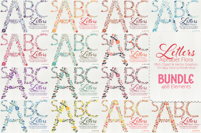 Letters Flora BUNDLE - Clipart & Vector Graphics