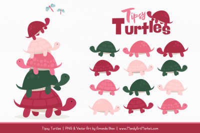 Sweet Stacks Tipsy Turtles Stack Clipart in Rose Garden