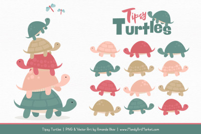 Sweet Stacks Tipsy Turtles Stack Clipart in Soft Christmas