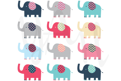 Colorful Elephant Clip Art 