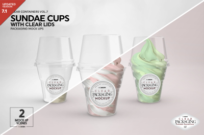 Clear Sundae Ice Cream Cups Mockup